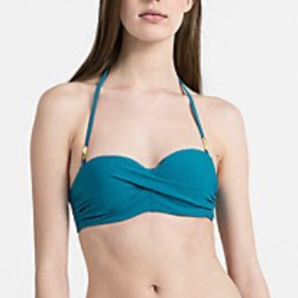 Calvin klein core solid front twist bandeau swimsuit top